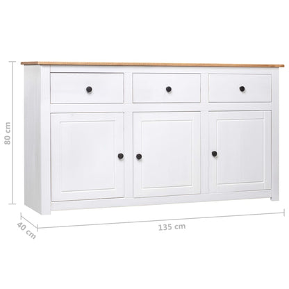 Solid Pine Sideboard White 135cm 3 Drawer | HomeAndLiving