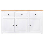 Solid Pine Sideboard White 135cm 3 Drawer | HomeAndLiving