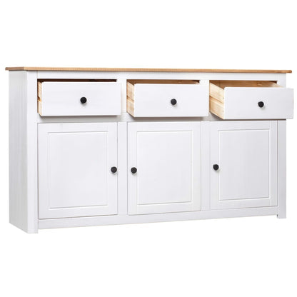 Solid Pine Sideboard White 135cm 3 Drawer | HomeAndLiving