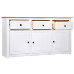 Solid Pine Sideboard White 135cm 3 Drawer | HomeAndLiving