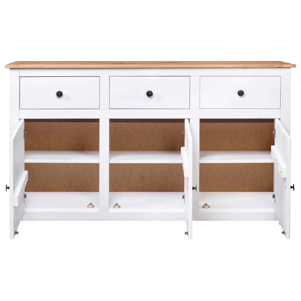 Solid Pine Sideboard White 135cm 3 Drawer | HomeAndLiving
