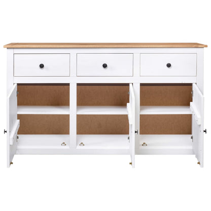 Solid Pine Sideboard White 135cm 3 Drawer | HomeAndLiving