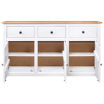 Solid Pine Sideboard White 135cm 3 Drawer | HomeAndLiving