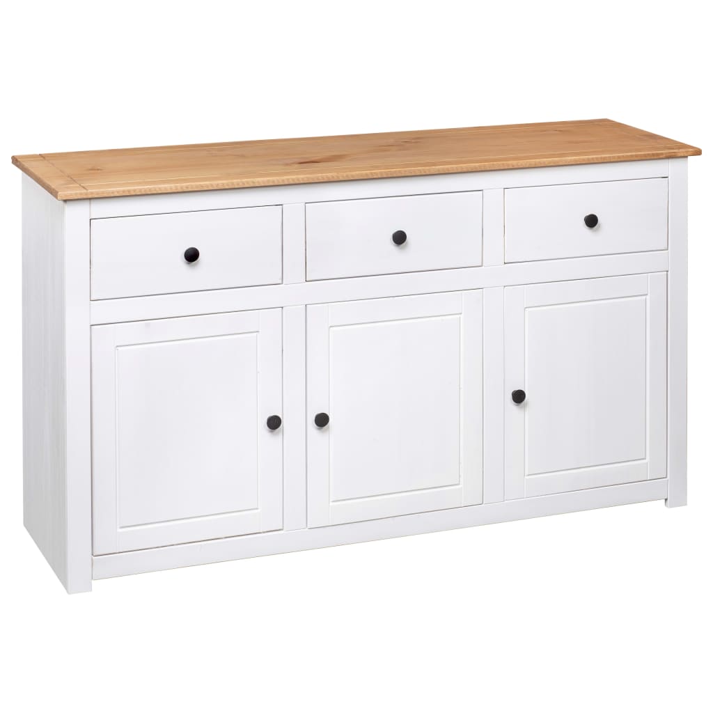 Solid Pine Sideboard White 135cm 3 Drawer | HomeAndLiving