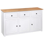 Solid Pine Sideboard White 135cm 3 Drawer | HomeAndLiving