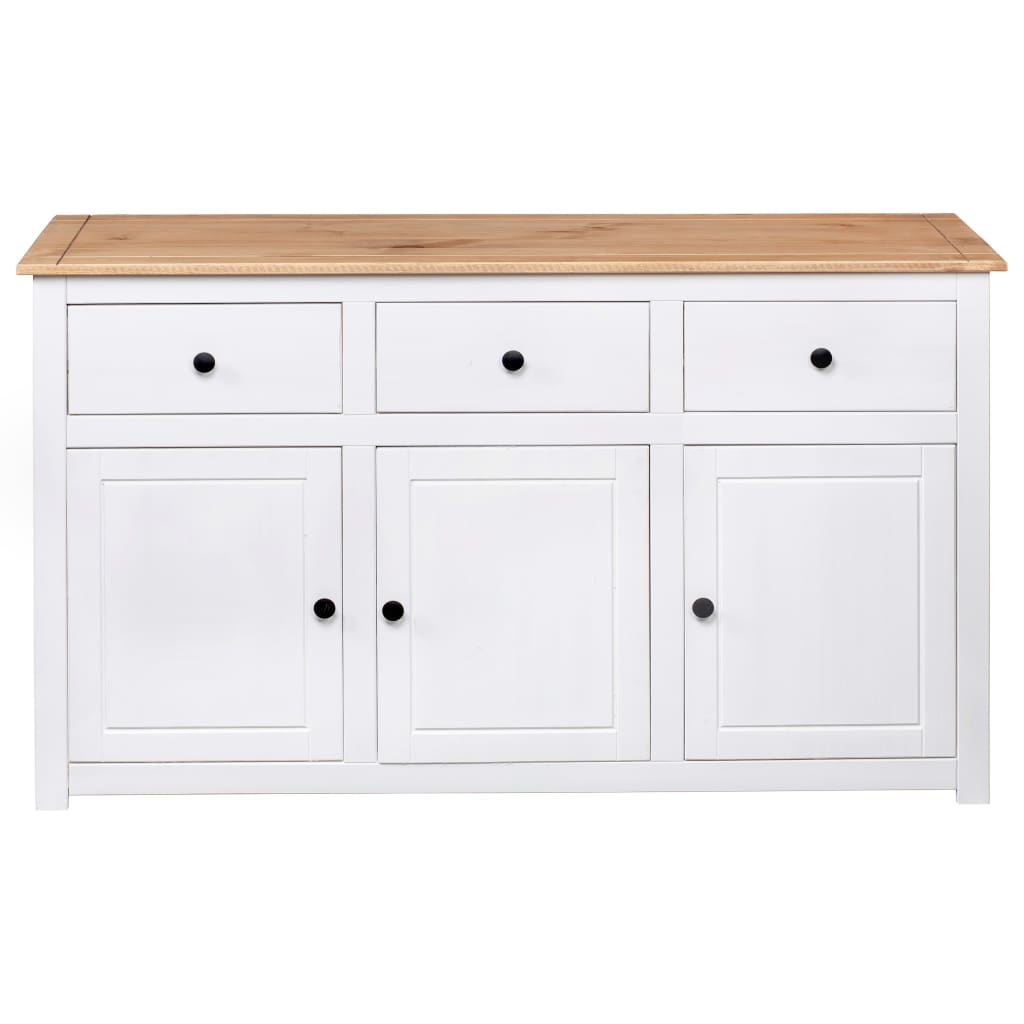 Solid Pine Sideboard White 135cm 3 Drawer | HomeAndLiving