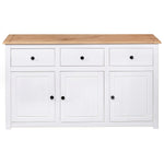 Solid Pine Sideboard White 135cm 3 Drawer | HomeAndLiving