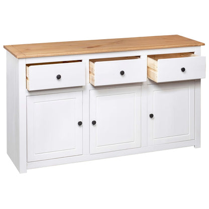 Solid Pine Sideboard White 135cm 3 Drawer | HomeAndLiving