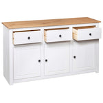 Solid Pine Sideboard White 135cm 3 Drawer | HomeAndLiving