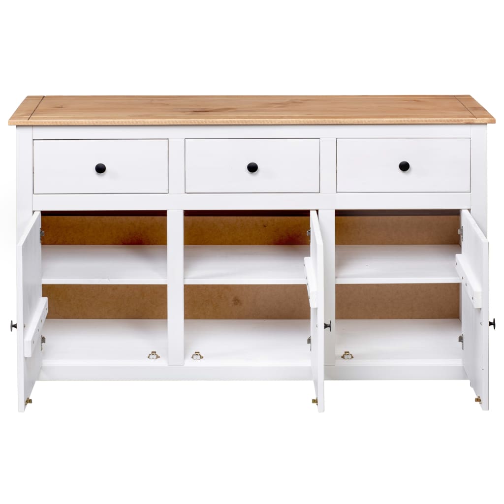 Solid Pine Sideboard White 135cm 3 Drawer | HomeAndLiving