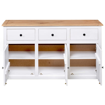 Solid Pine Sideboard White 135cm 3 Drawer | HomeAndLiving