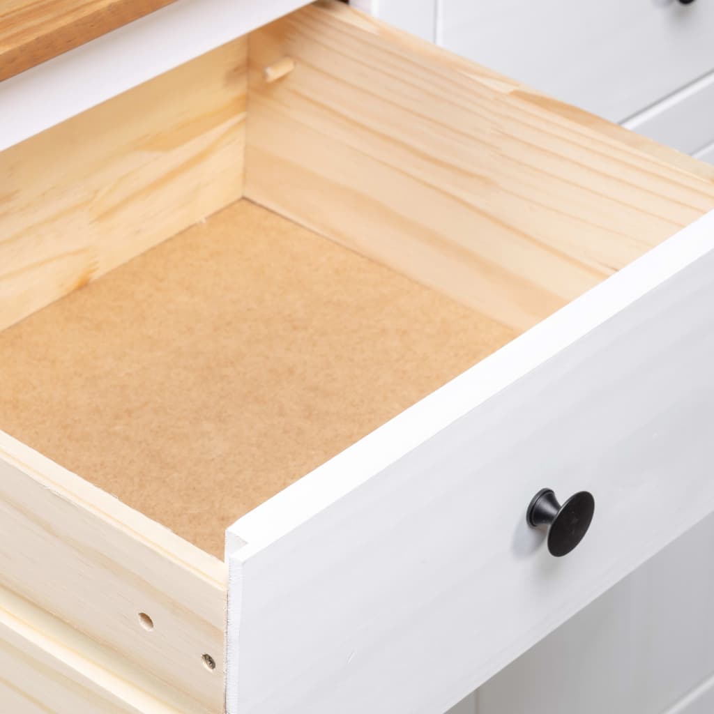 Solid Pine Sideboard White 135cm 3 Drawer | HomeAndLiving