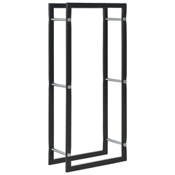 Firewood Rack Black Heavy Duty Steel