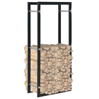 Firewood Rack Black Heavy Duty Steel