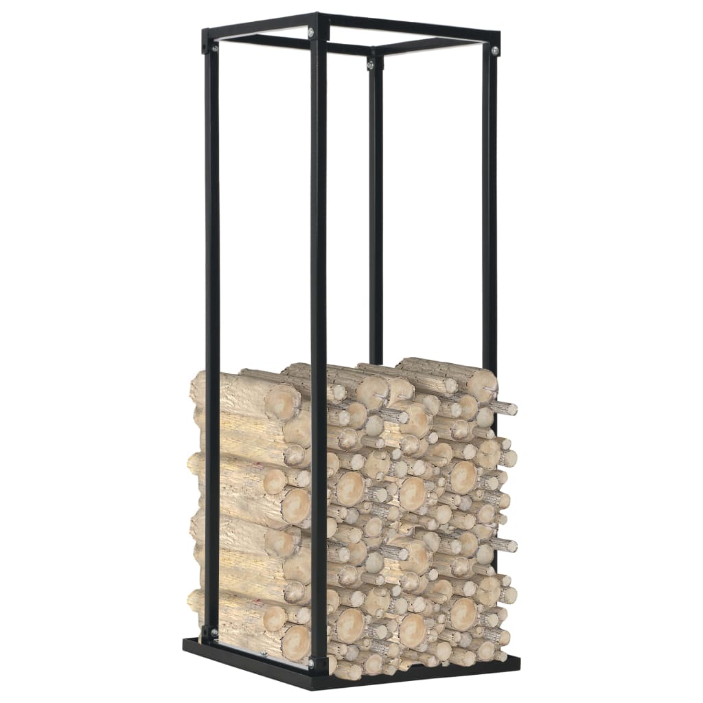 Firewood Rack with Base Black Steel