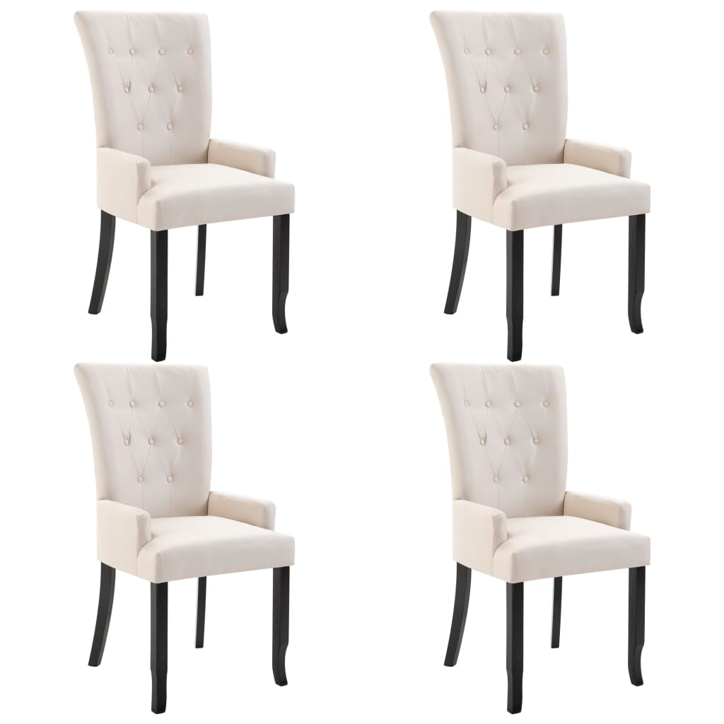 Dining Chairs with Armrests 4 pcs Beige Fabric