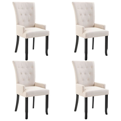 Dining Chairs with Armrests 4 pcs Beige Fabric