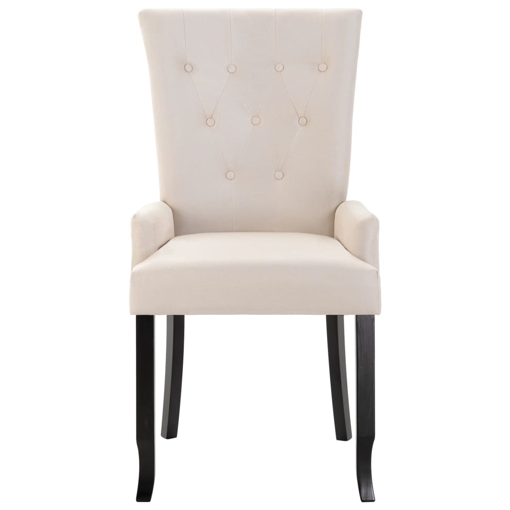 Dining Chairs with Armrests 4 pcs Beige Fabric