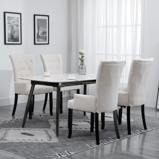 Dining Chairs with Armrests 4 pcs Beige Fabric
