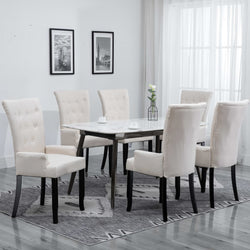 Dining Chairs with Armrests 6 pcs Beige Fabric