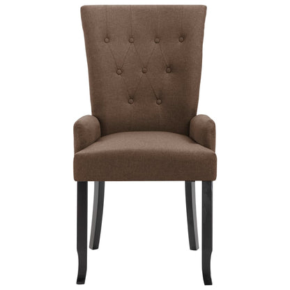 Dining Chairs with Armrests 2 pcs Brown Fabric