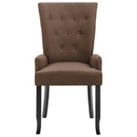 Dining Chairs with Armrests 2 pcs Brown Fabric