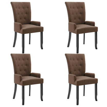 Dining Chairs with Armrests 4 pcs Brown Fabric