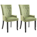 Dining Chair with Armrests 2 pcs Light Green Velvet