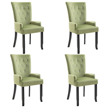Dining Chair with Armrests 4 pcs Light Green Velvet