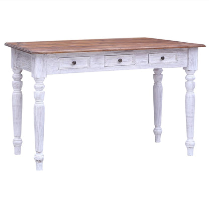 Desk with Drawers White Solid Reclaimed Wood