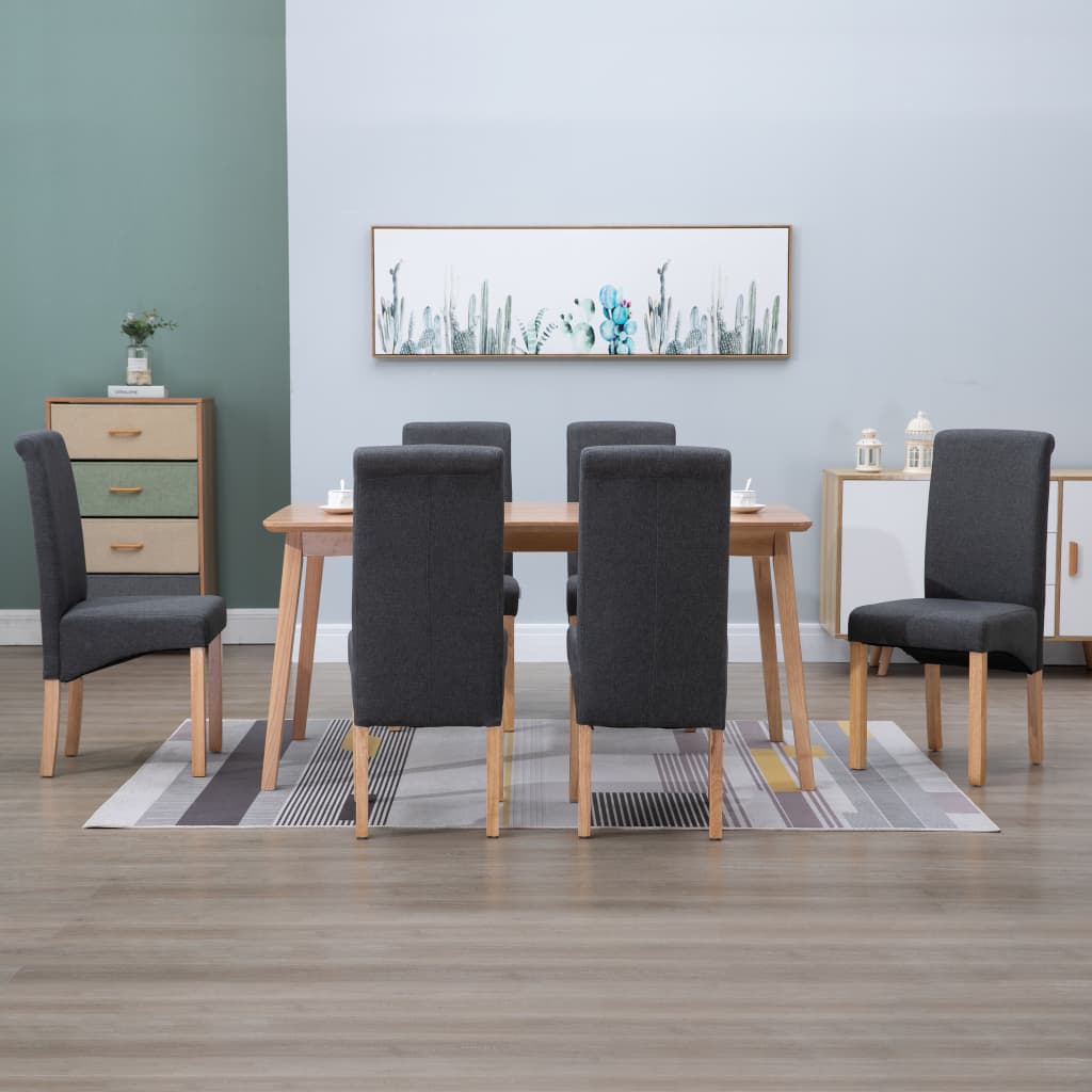 Dining Chairs 6 pcs Grey Fabric - 42×54.5×96cm