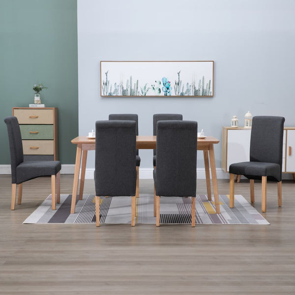  Dining Chairs 6 pcs Grey Fabric