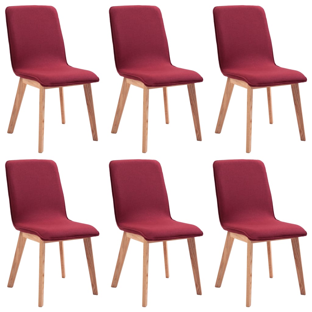 Dining Chairs 6 pcs Red Fabric - 46×59×93cm