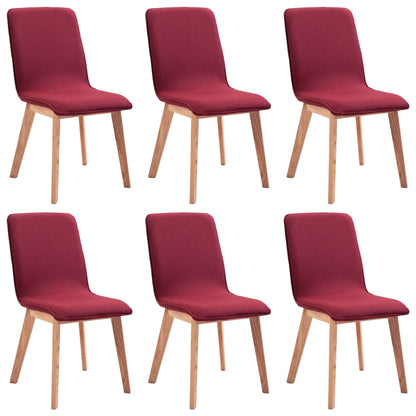Dining Chairs 6 pcs Red Fabric - 46×59×93cm