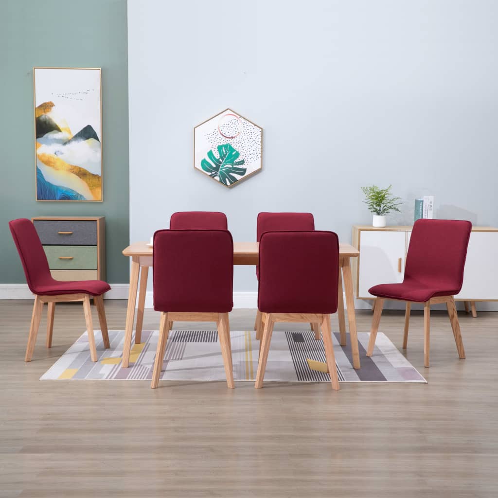 Dining Chairs 6 pcs Red Fabric - 46×59×93cm