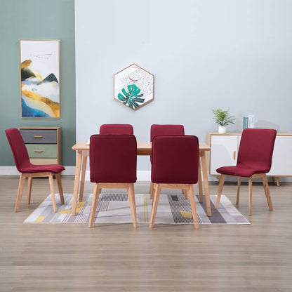 Dining Chairs 6 pcs Red Fabric - 46×59×93cm