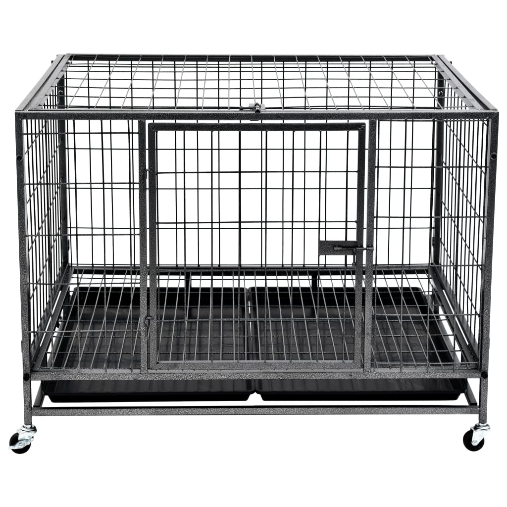 Heavy Duty Dog Cage with Wheels Steel