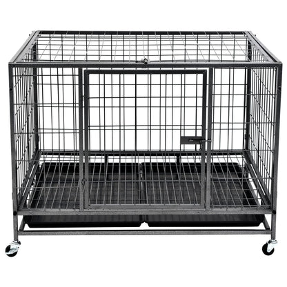 Heavy Duty Dog Cage with Wheels Steel