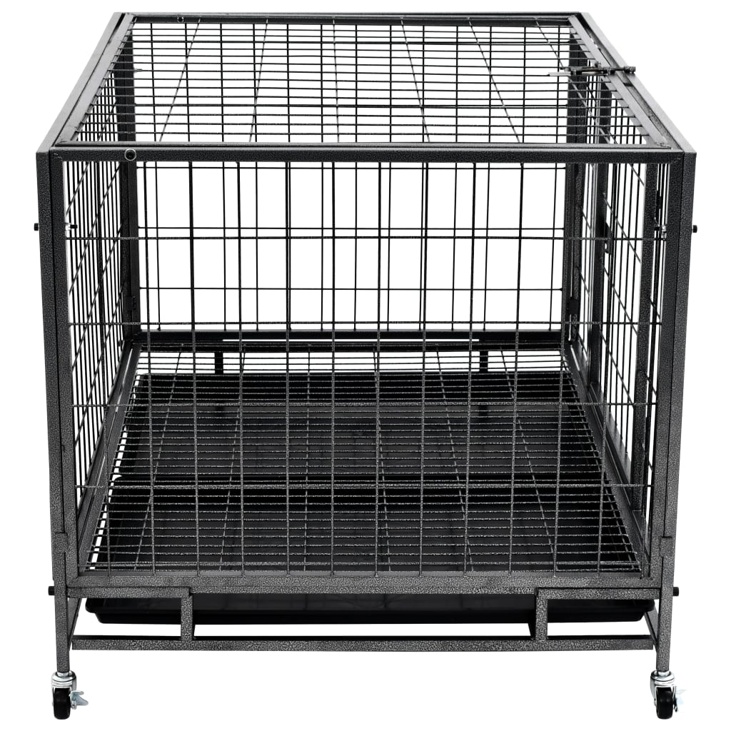 Heavy Duty Dog Cage with Wheels Steel