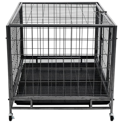 Heavy Duty Dog Cage with Wheels Steel