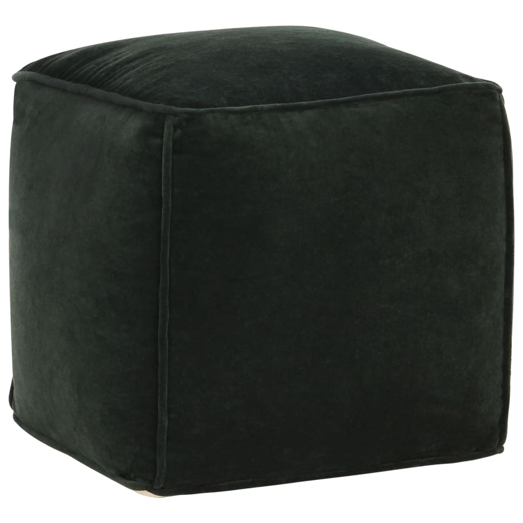 Pouffe Cotton Velvet  Forest Green