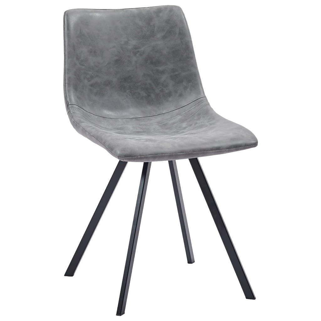 Dining Chairs 4 pcs Grey Metal Legs faux Leather