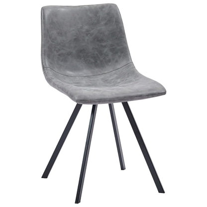 Dining Chairs 4 pcs Grey Metal Legs faux Leather