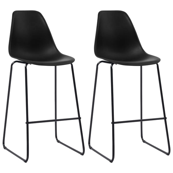  Bar Chairs 2 pcs Black Plastic