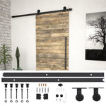 Sliding Barn Door Hardware Kit 183cm Steel Black | HomeAndLiving