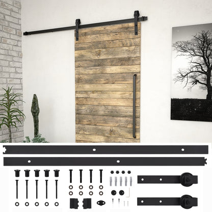 Sliding Door Hardware Kit 200 cm Steel Black