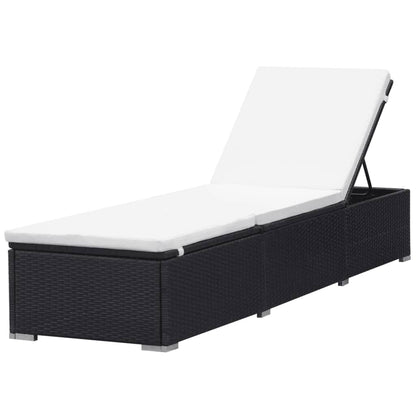 Sun Loungers with Cushions 2 pcs Poly Rattan Black