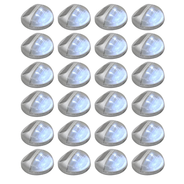  Outdoor Solar Wall Lamps LED 24 pcs Round Silver