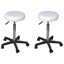 Office Stools 2 pcs White faux Leather