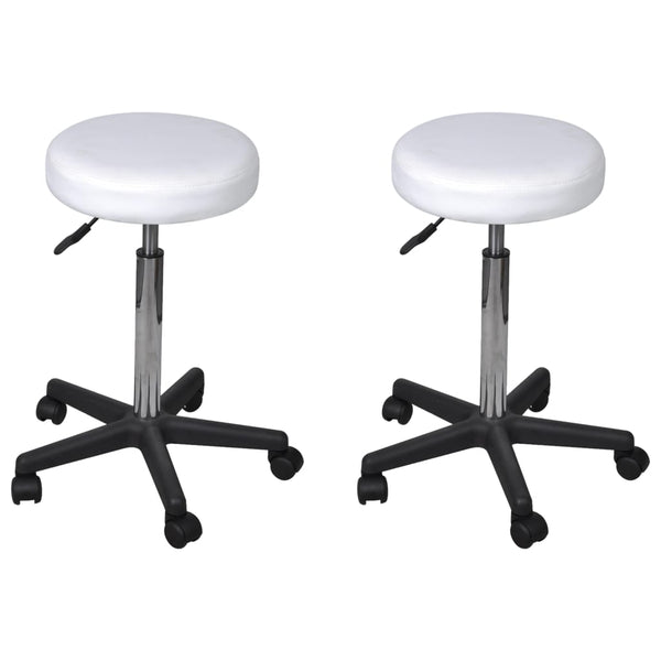  Office Stools 2 pcs White faux Leather